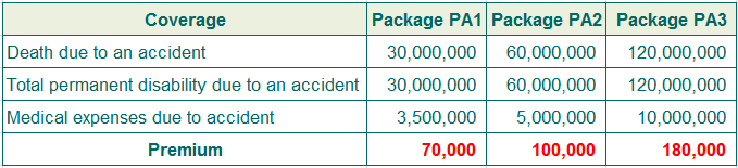 Personal accident insurance – VIP PA3